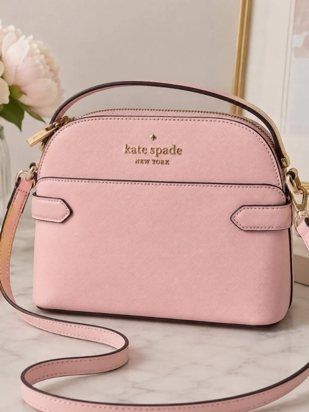 Kate Spade Soft Pink Saffiano Crossbody Bag Zip Top NWT
